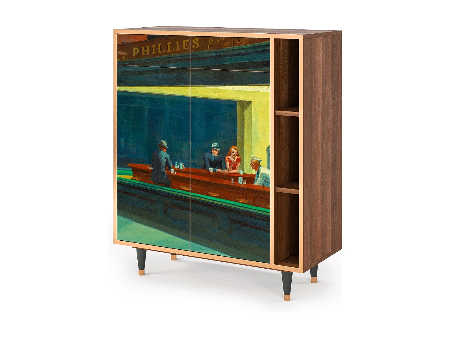 Kredens - 96х110х41 cm - BS6 - Nighthawks by Hopper, Orzech