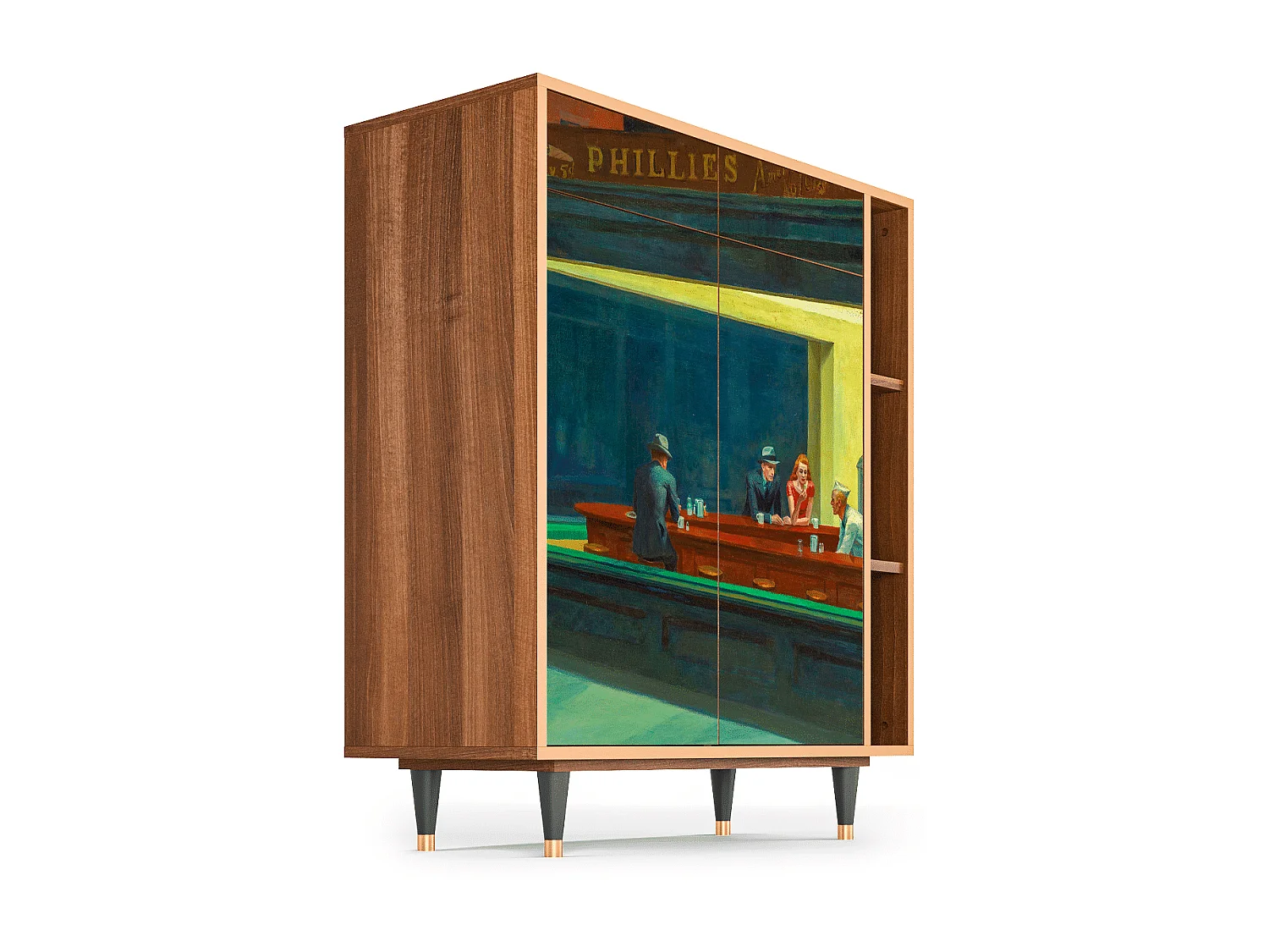 Kredens - 96х110х41 cm - BS6 - Nighthawks by Hopper, Orzech