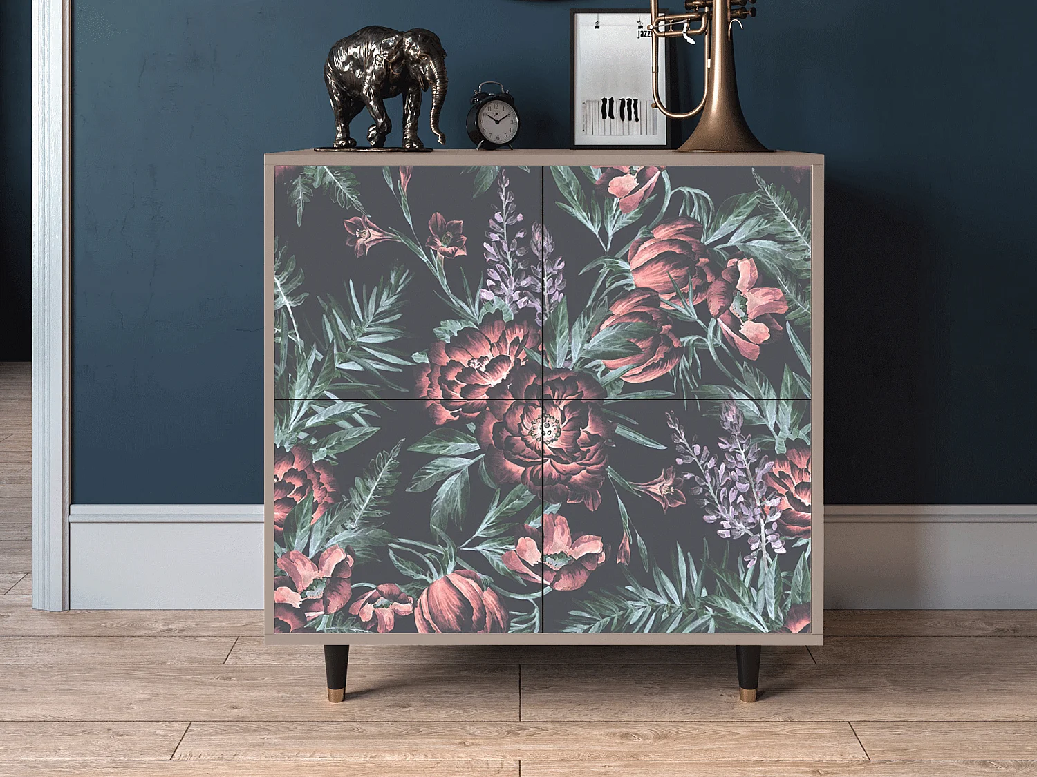 Credenza - 94x96x48 cm - BS3 - Dark Peonies, Latte