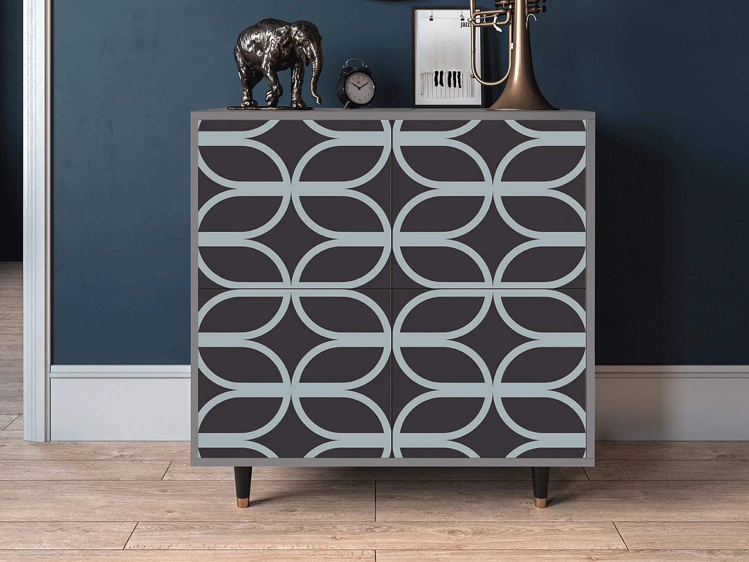 Credenza - 94x96x48 cm - BS3 - Braided Blue, Grigio