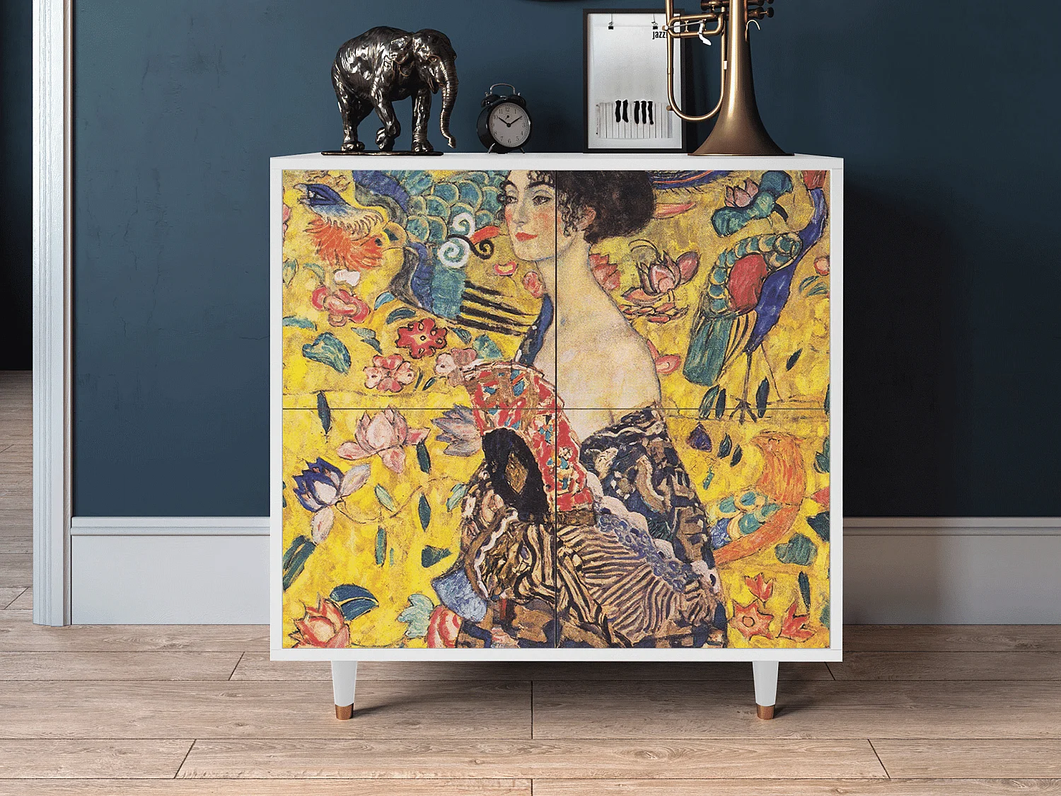 Buffet - 94x96x48 cm - BS3 - Lady with Fan by Klimt, Blanc