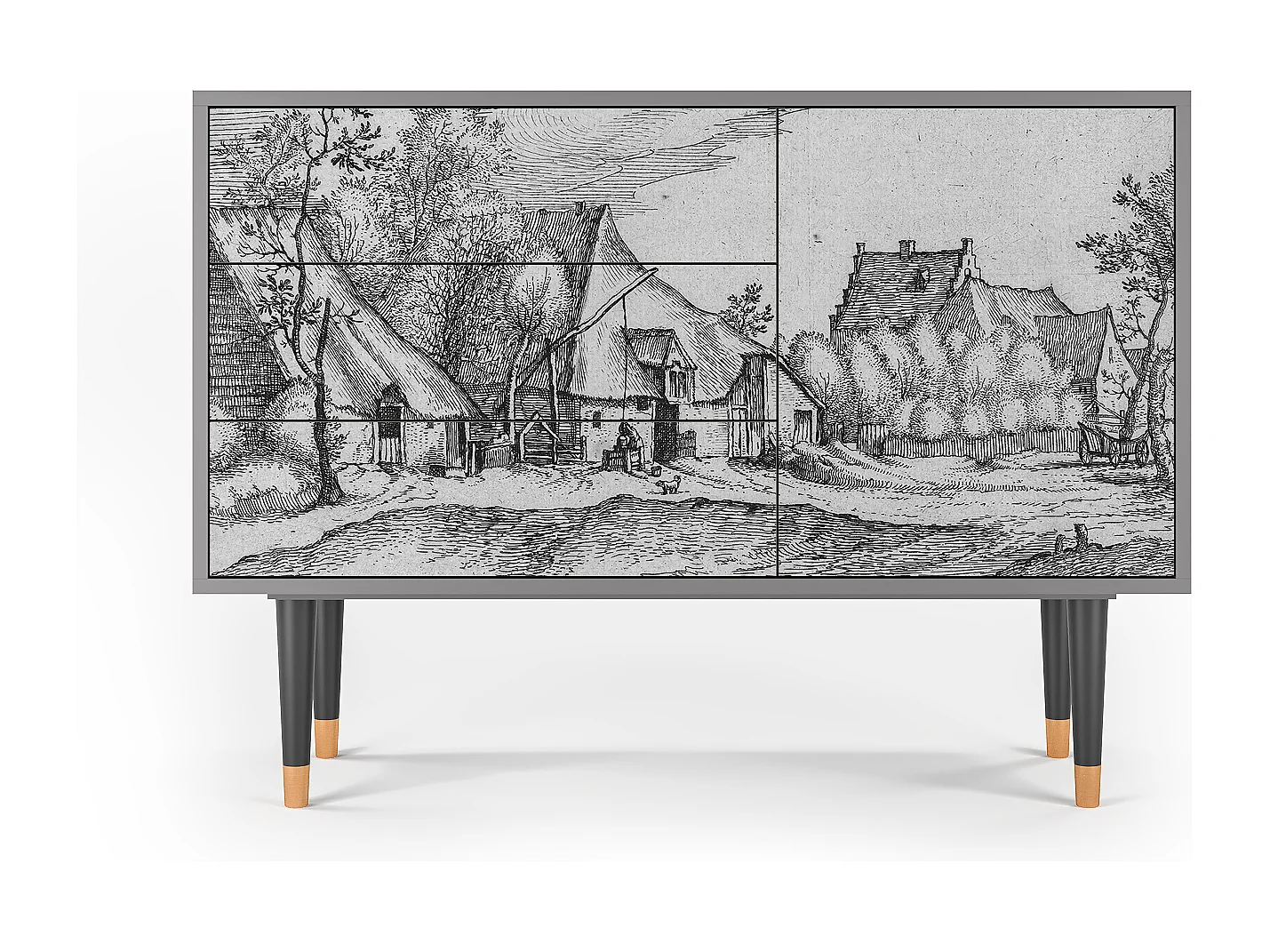 Aparador - 115х84х41 cm - S3 - Farms in a Village, Gris