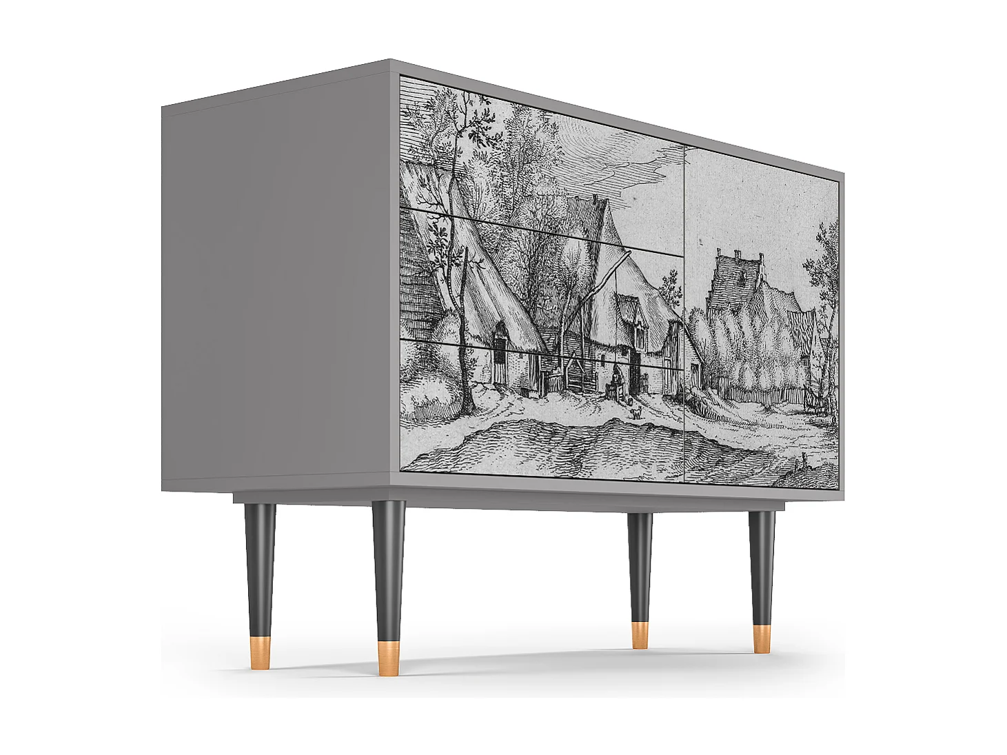 Credenza - 115х84х41 cm - S3 - Farms in a Village, Grigio