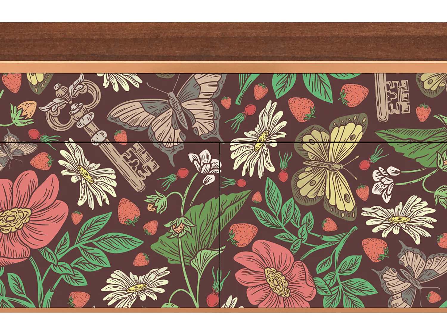 Aparador - 115x85x48 cm - BS4 - Alice in Wonderland, Nogueira