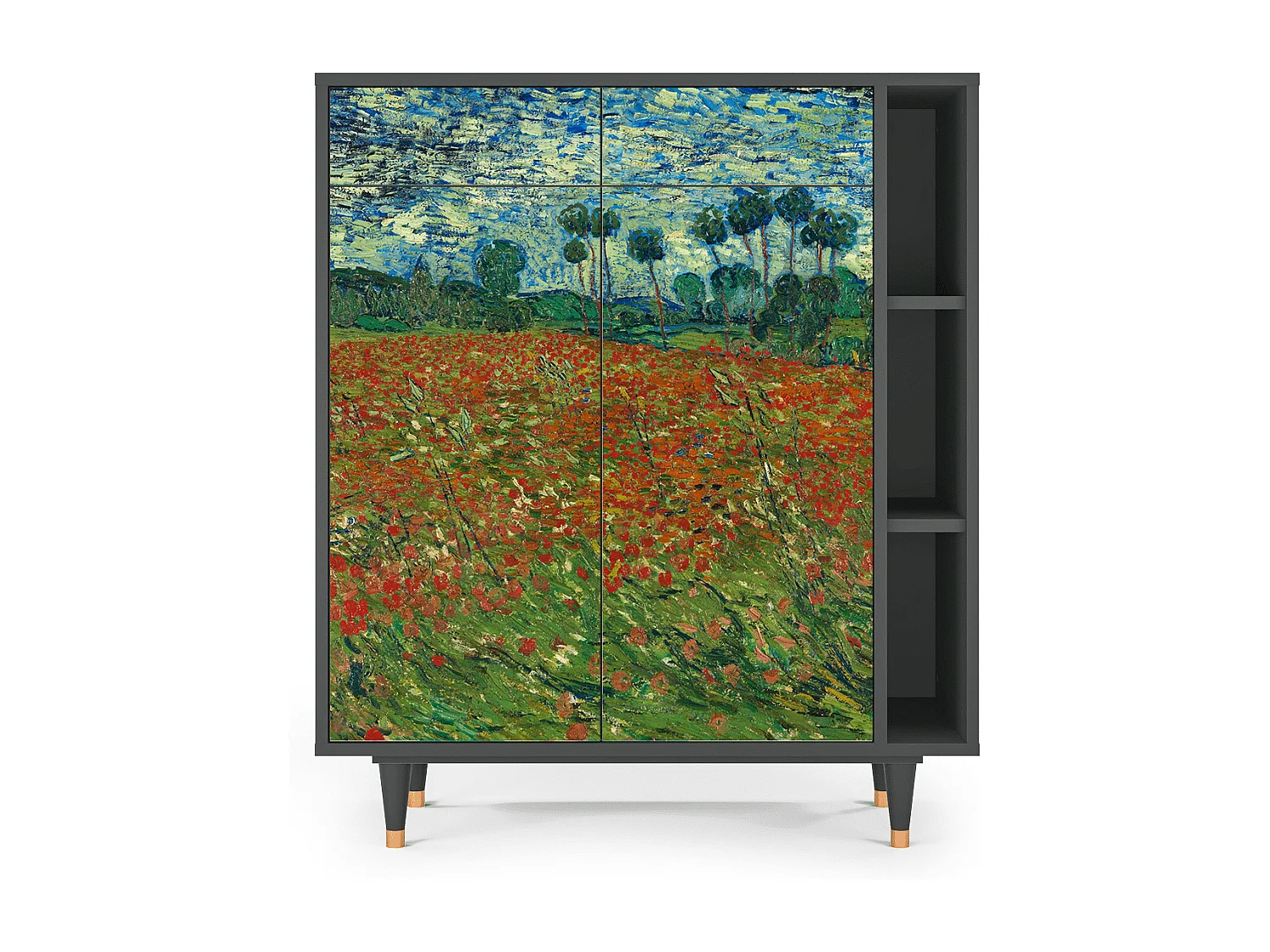 Kredens - 96х110х41 cm - BS6 - Poppy field by van Gogh, Antracyt