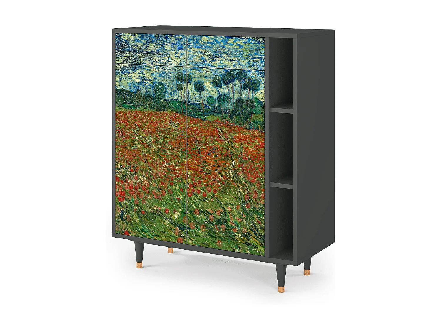 Kredens - 96х110х41 cm - BS6 - Poppy field by van Gogh, Antracyt