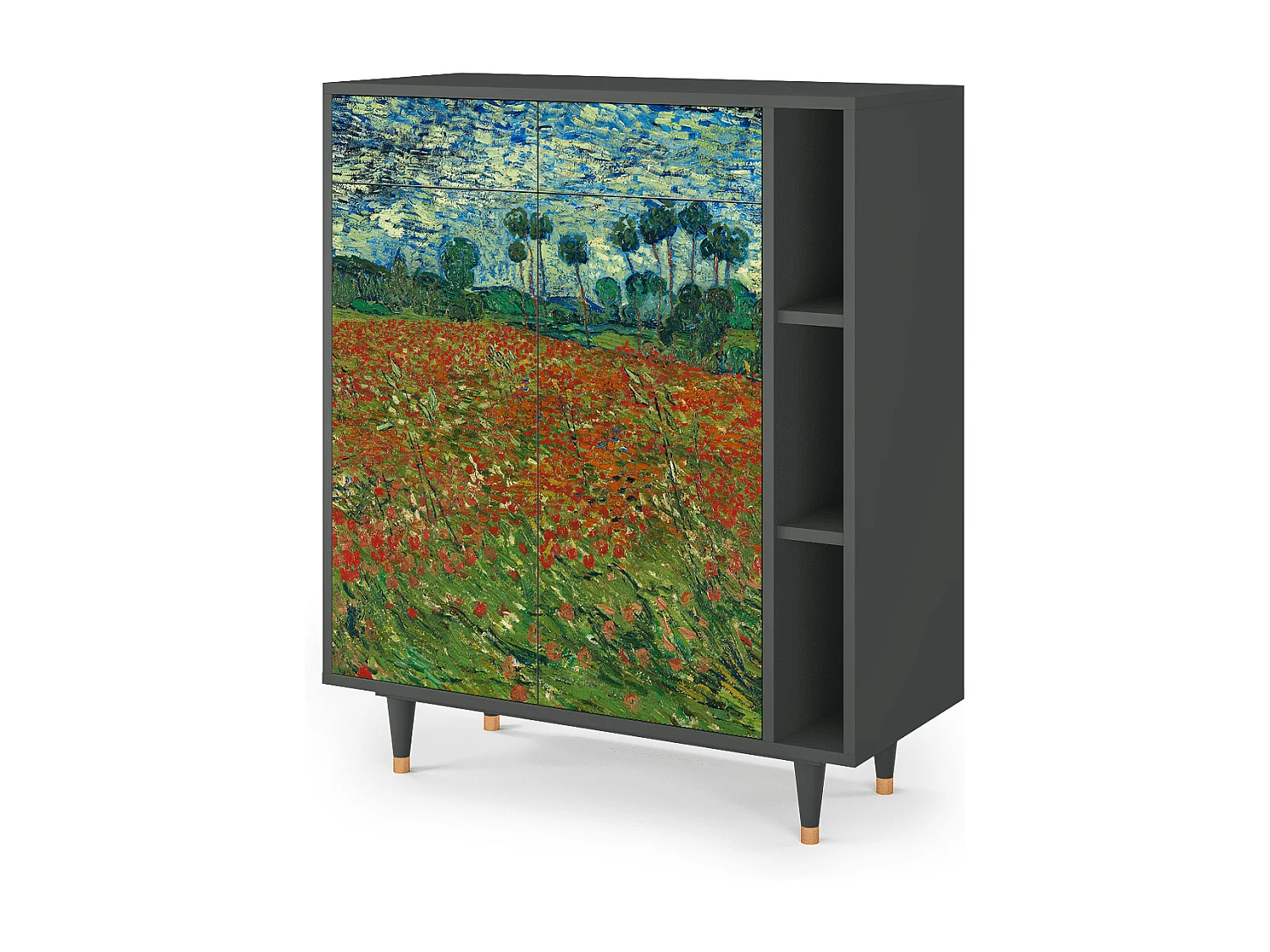 Credenza - 96х110х41 cm - BS6 - Poppy field by van Gogh, Antracite