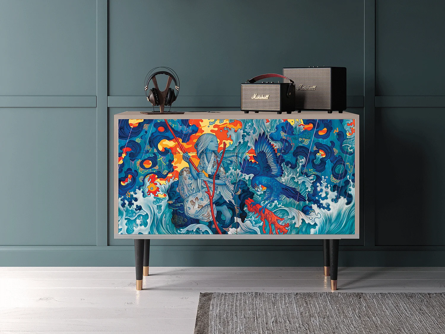 Buffet - 115x85x48 cm - BS4 - The Girl - James Jean, Latte