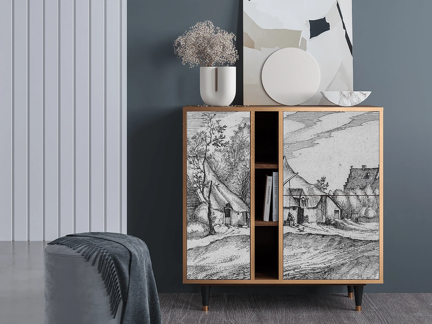 Aparador - 94х96х41 cm - BS5 - Farms in a Village, Nogueira