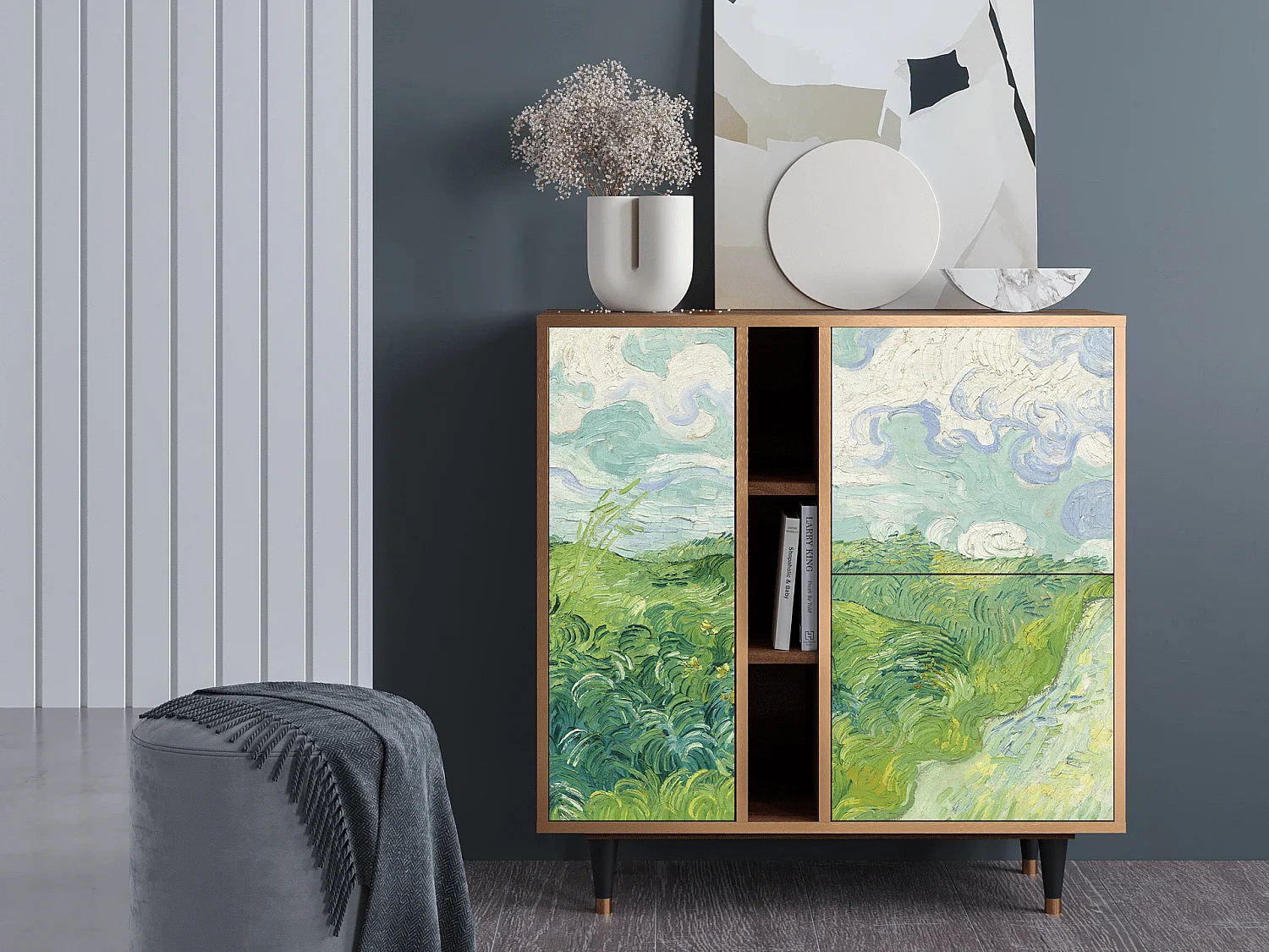 Sideboard - 94х96х41 cm - BS5 - Green Wheat Fields, Walnuss