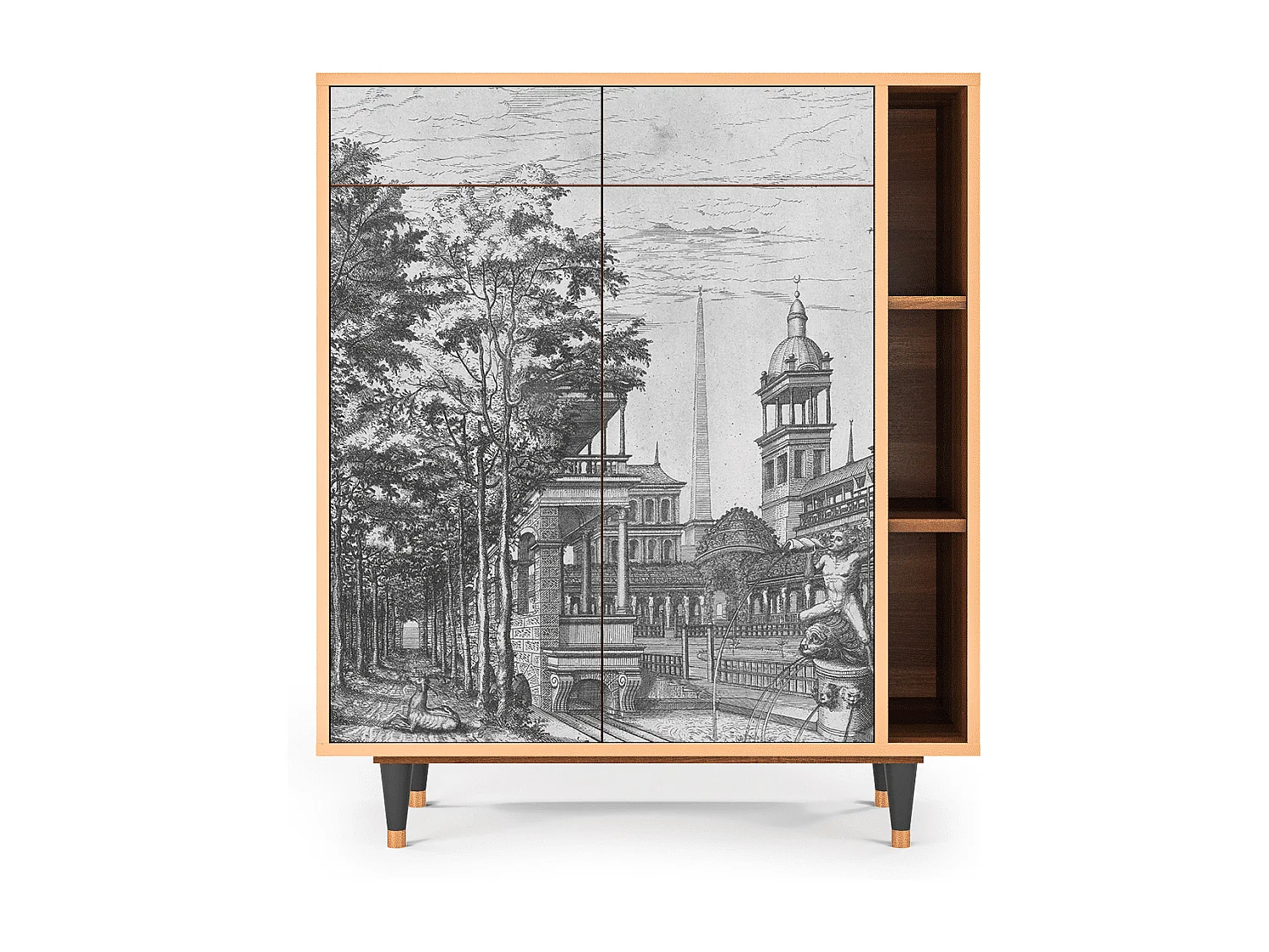 Buffet - 96х110х41 cm - BS6 - View of the Piazza, Noyer