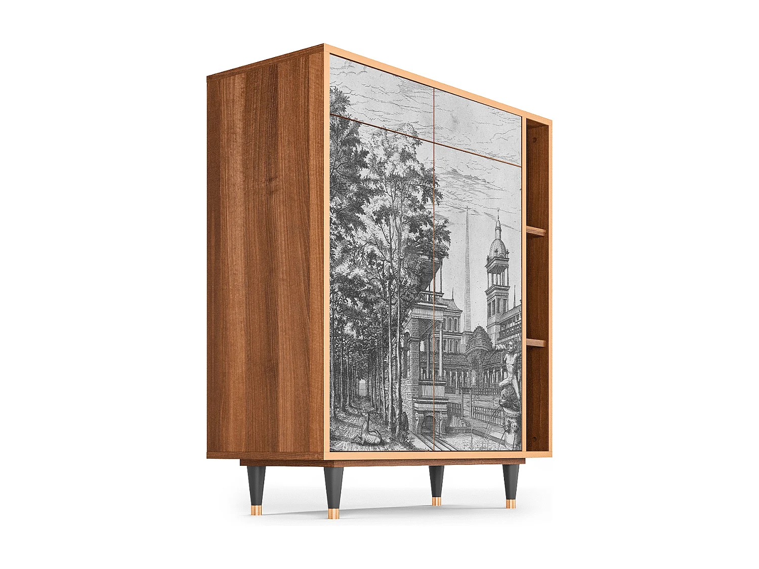 Buffet - 96х110х41 cm - BS6 - View of the Piazza, Noyer