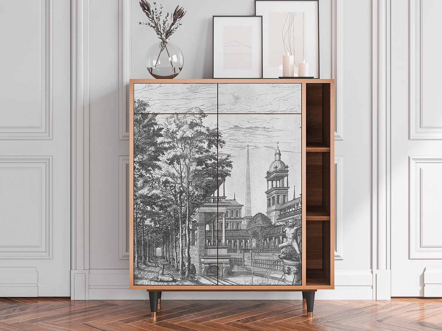 Credenza - 96х110х41 cm - BS6 - View of the Piazza, Noce