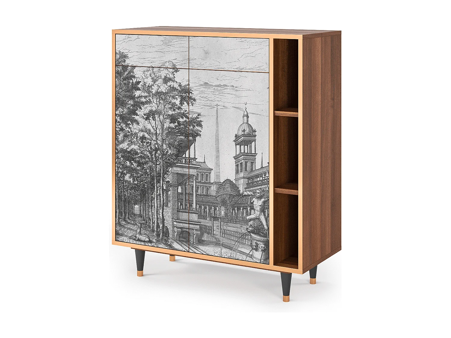 Credenza - 96х110х41 cm - BS6 - View of the Piazza, Noce
