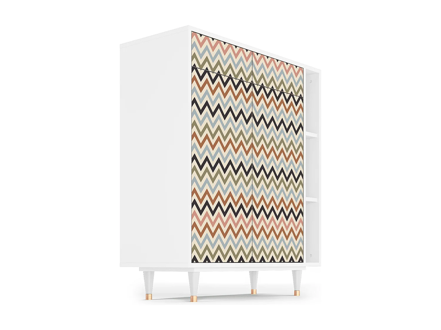 Kredens - 96х110х41 cm - BS6 - Bright Ripple, Biały