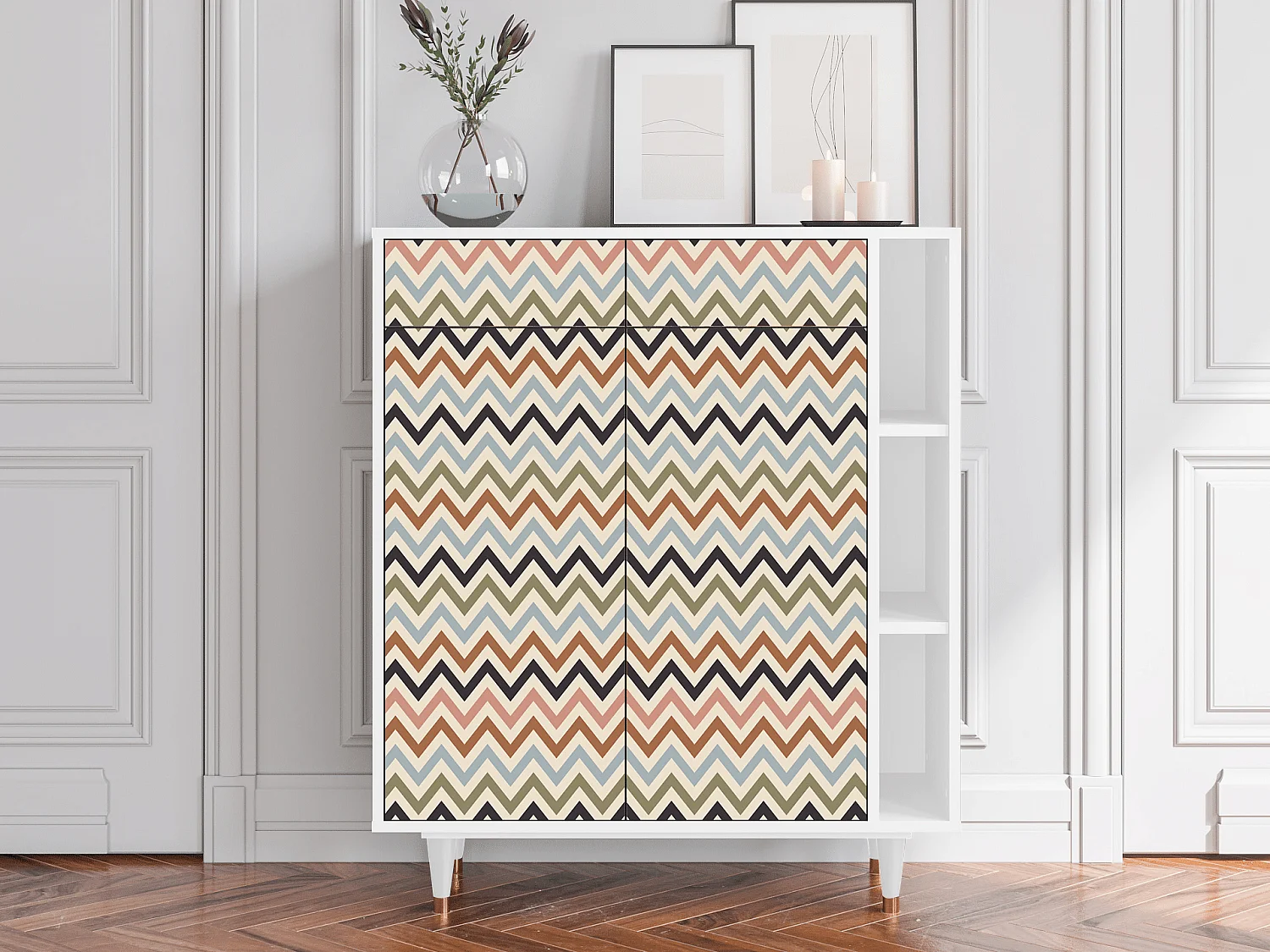 Buffet - 96х110х41 cm - BS6 - Bright Ripple, Blanc