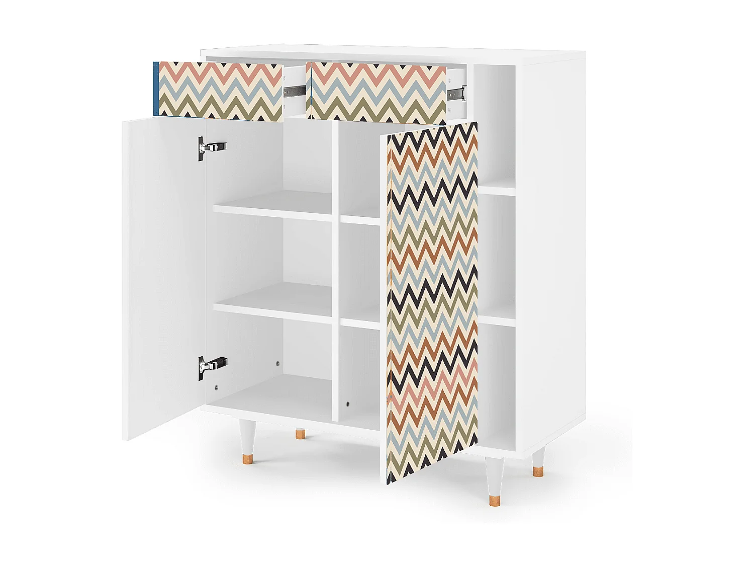 Buffet - 96х110х41 cm - BS6 - Bright Ripple, Blanc