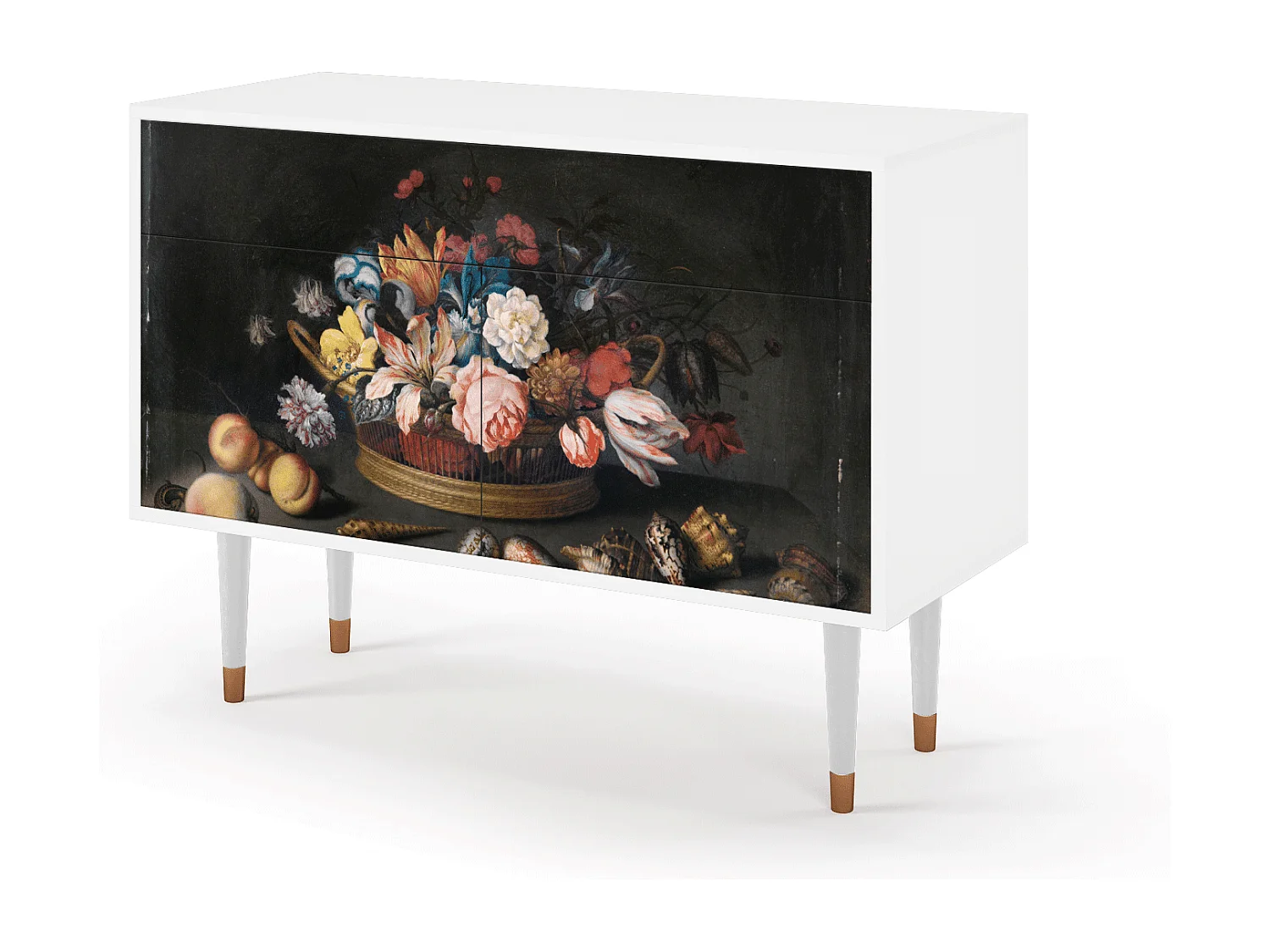 Buffet - 115x85x48 cm - BS4 - Still Life with Flowers, Blanc