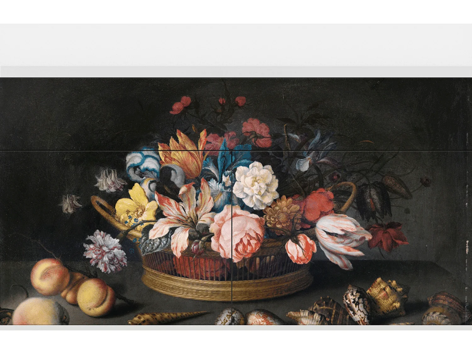 Buffet - 115x85x48 cm - BS4 - Still Life with Flowers, Blanc