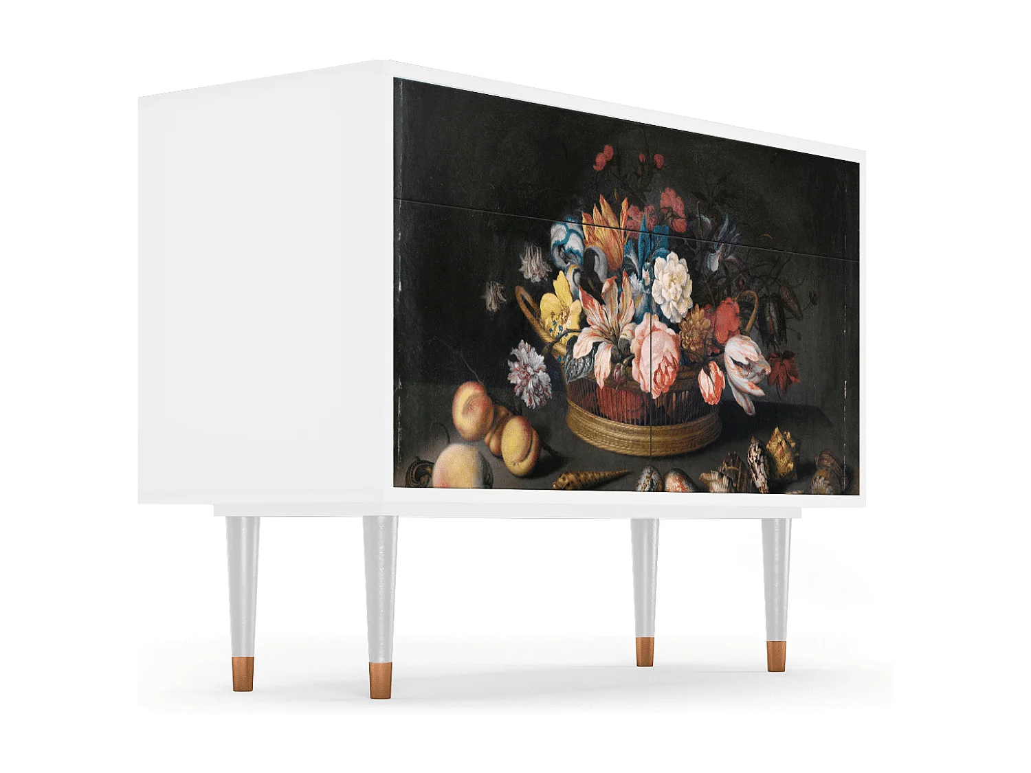 Buffet - 115x85x48 cm - BS4 - Still Life with Flowers, Blanc