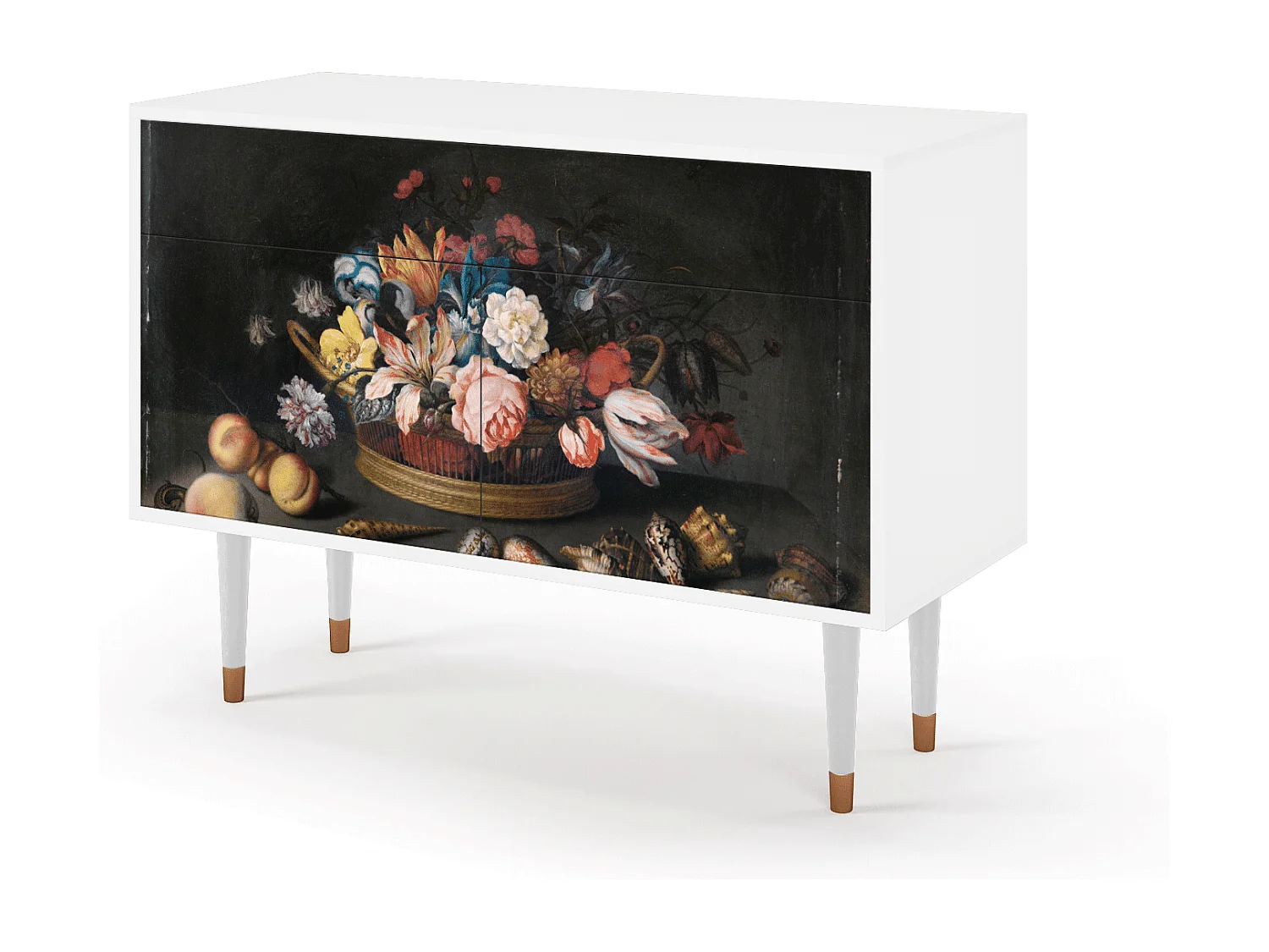 Buffet - 115x85x48 cm - BS4 - Still Life with Flowers, Blanc