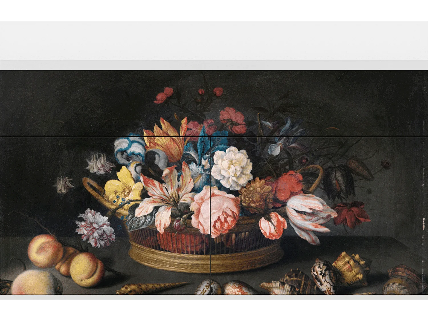 Buffet - 115x85x48 cm - BS4 - Still Life with Flowers, Blanc