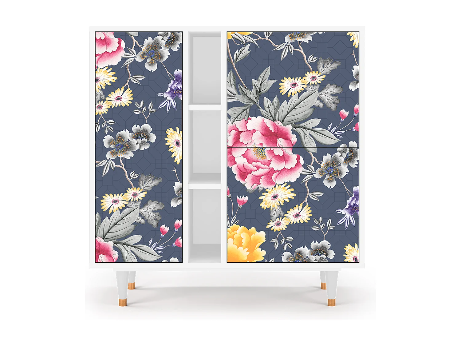 Kredens - 94х96х41 cm - BS5 - Dark Flower Bed, Biały