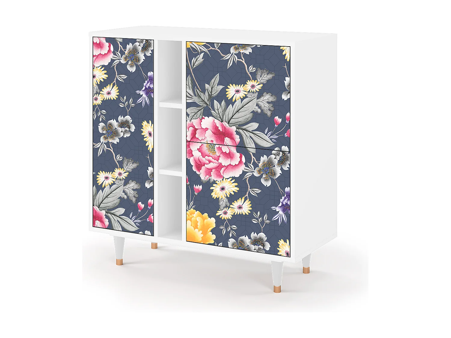 Kredens - 94х96х41 cm - BS5 - Dark Flower Bed, Biały