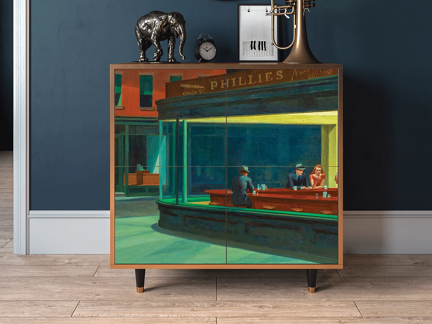 Credenza - 94x96x48 cm - BS3 - Nighthawks by Hopper, Noce