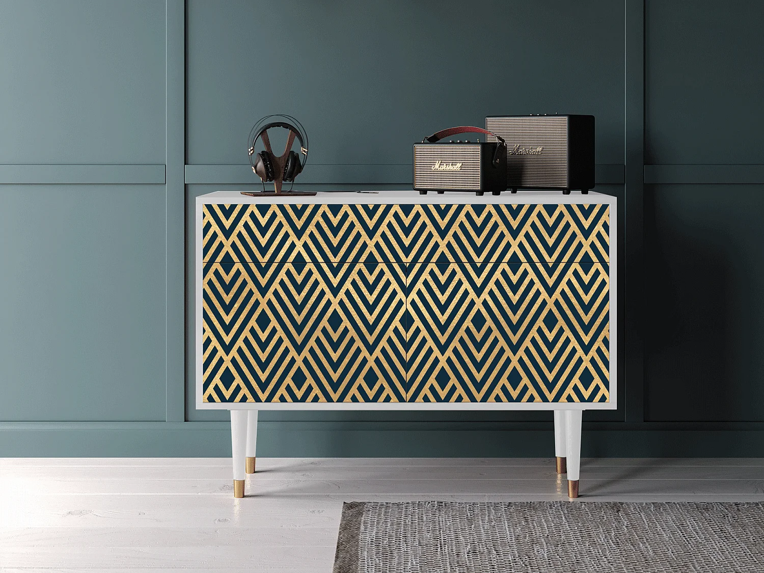 Buffet - 115x85x48 cm - BS4 - Egypt Triangles, Blanc