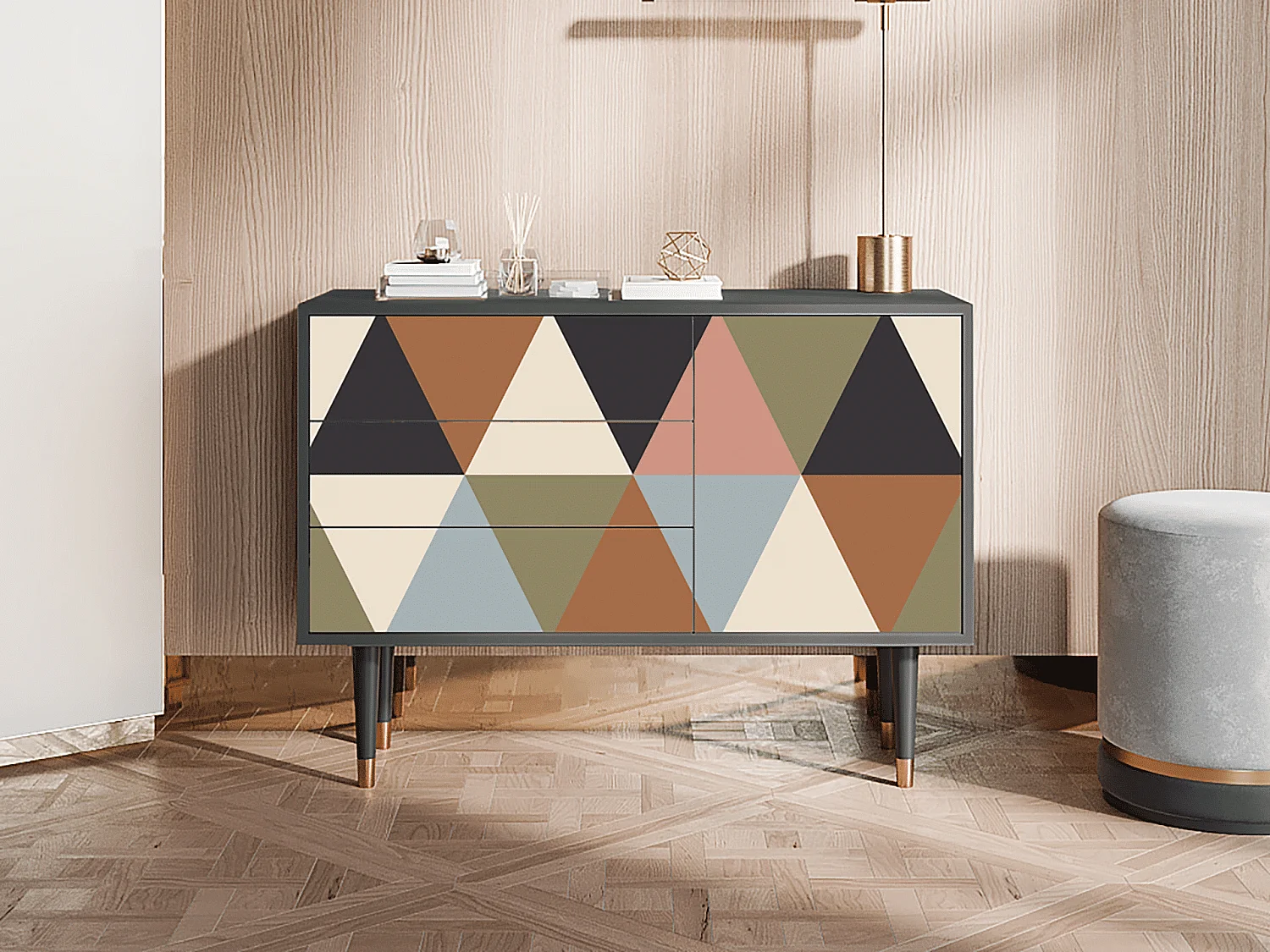 Credenza - 115х84х41 cm - S3 - Royal Triangles, Antracite