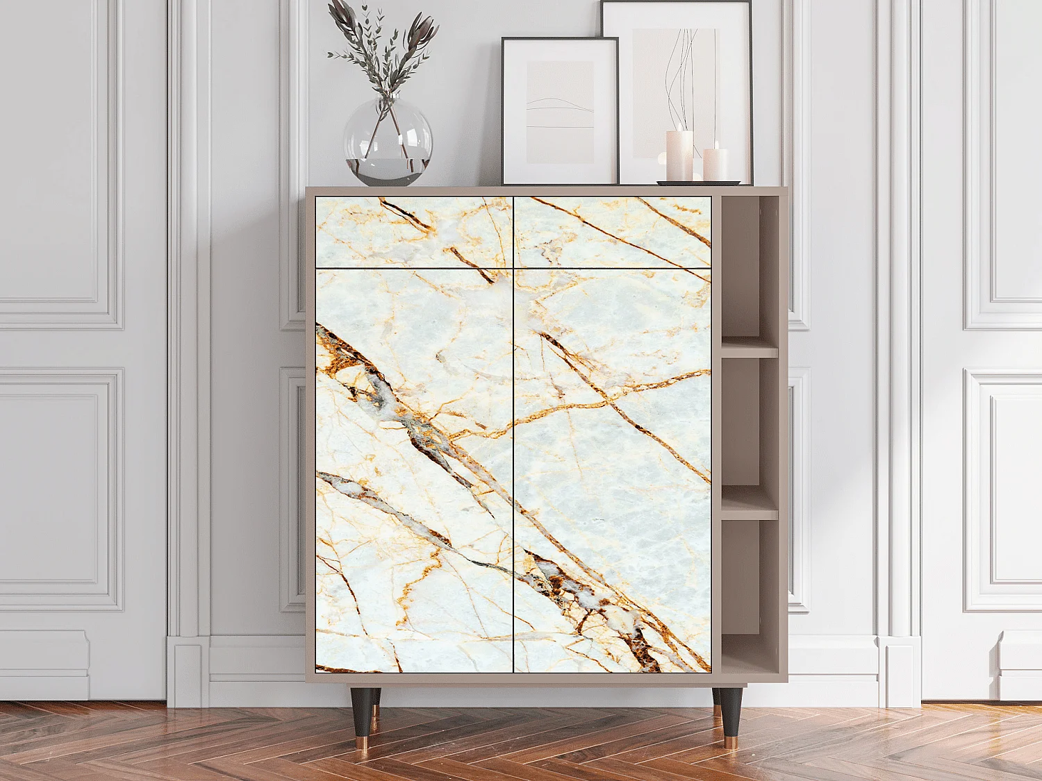Sideboard - 96х110х41 cm - BS6 - Sandy Marble, Latte