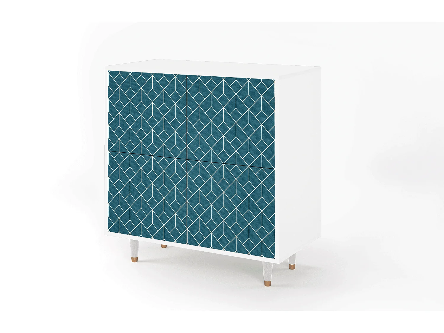 Buffet - 94x96x48 cm - BS3 - Turquoise Geometry, Blanc