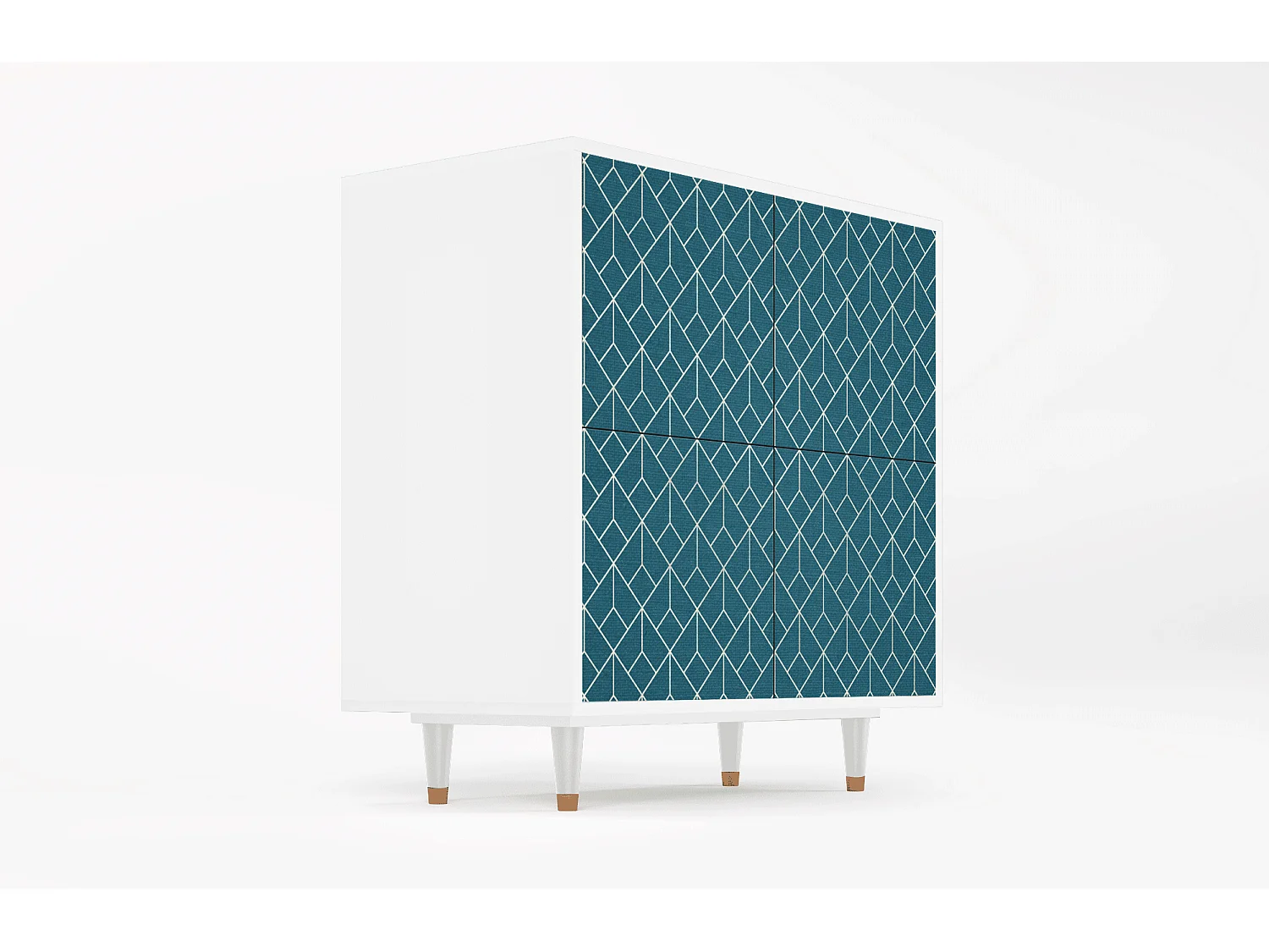 Buffet - 94x96x48 cm - BS3 - Turquoise Geometry, Blanc