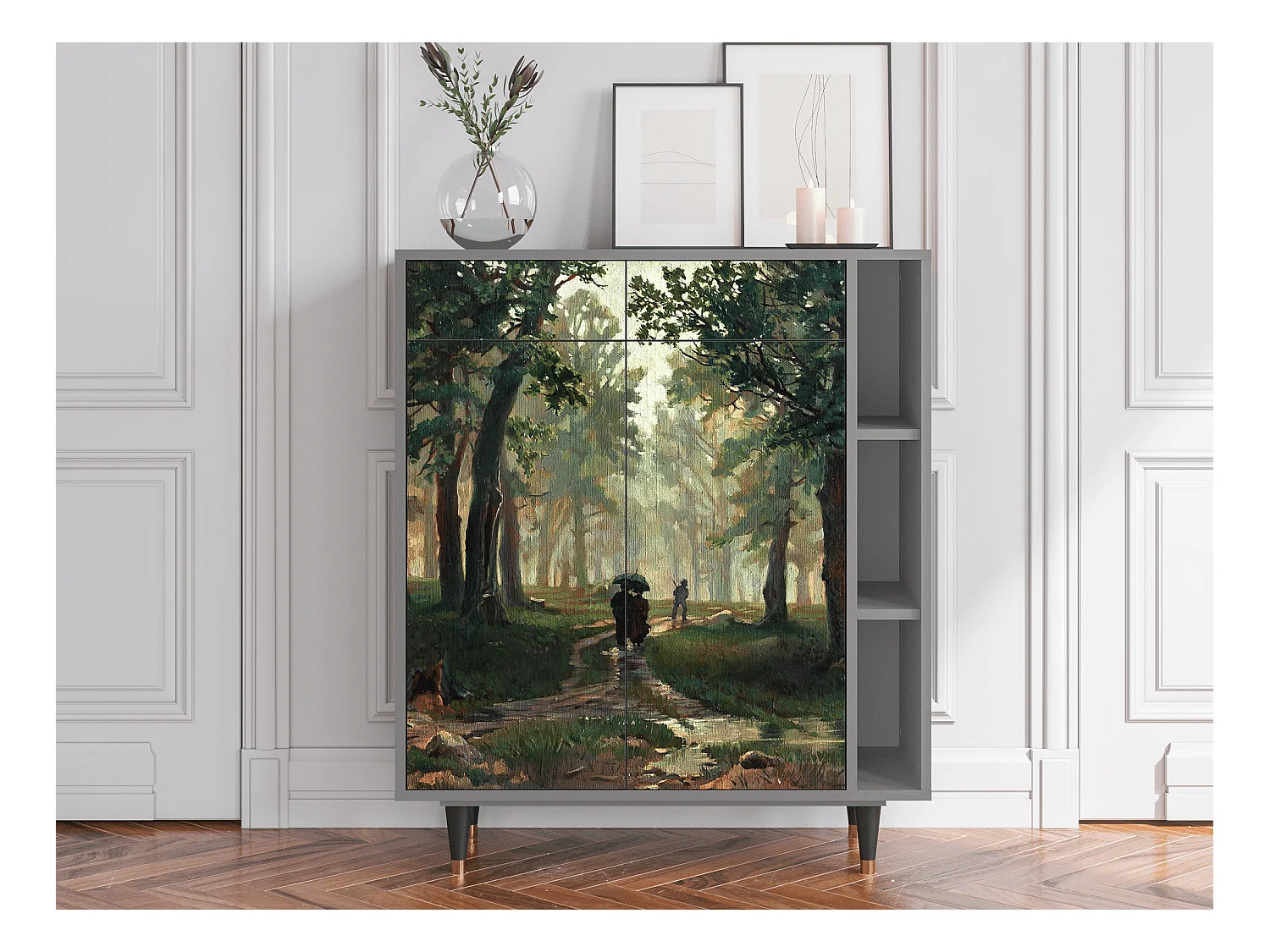 Credenza - 96х110х41 cm - BS6 -  Rain in the Oak Forest, Grigio