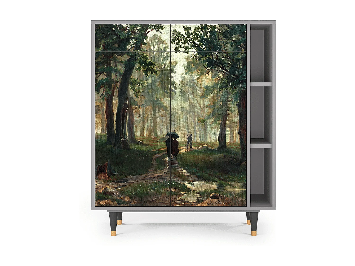 Kredens - 96х110х41 cm - BS6 -  Rain in the Oak Forest, Szary