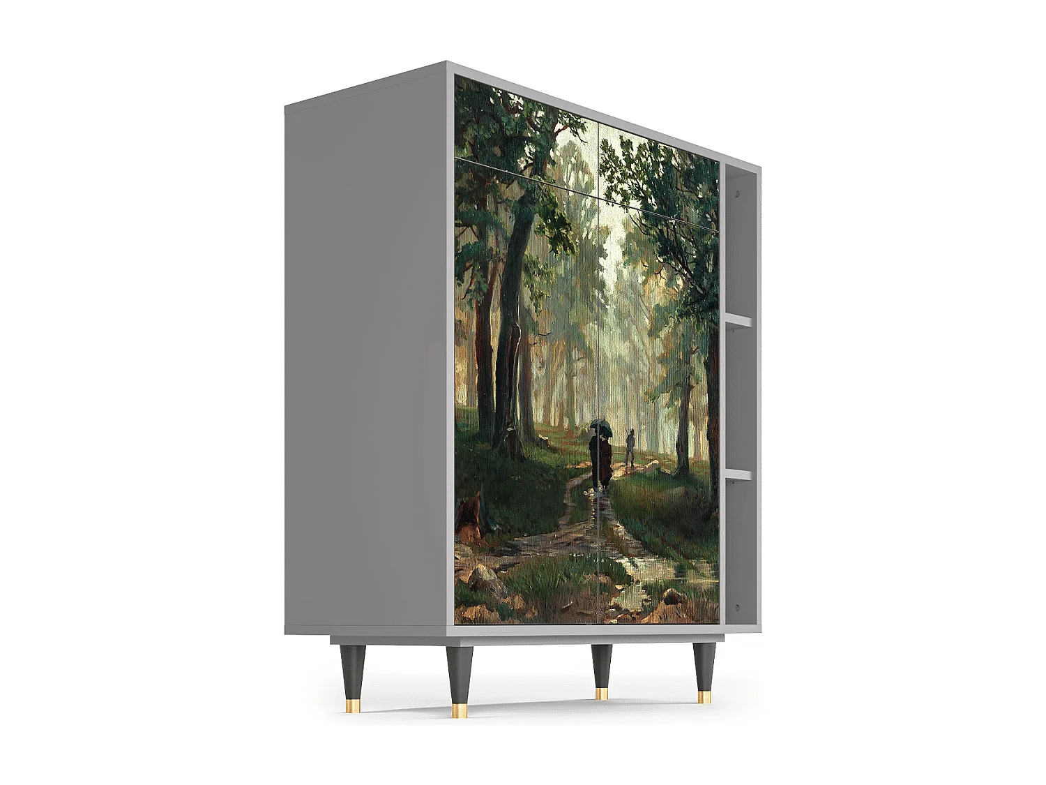 Kredens - 96х110х41 cm - BS6 -  Rain in the Oak Forest, Szary