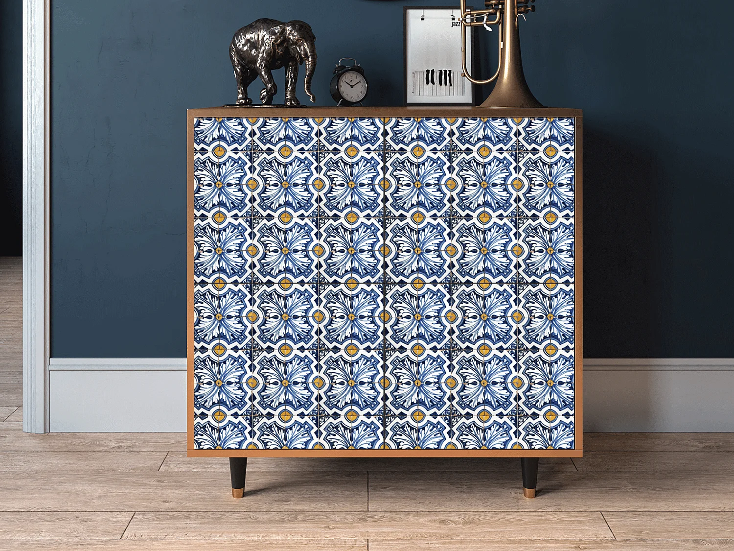 Kredens - 94x96x48 cm - BS3 - Lovely Cornflowers, Orzech