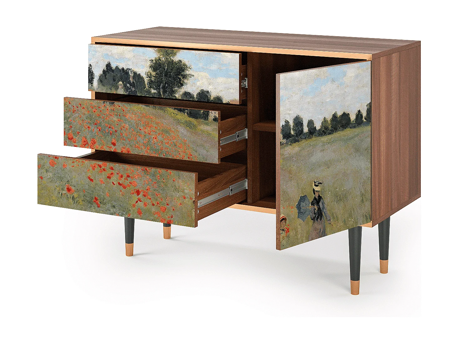 Kredens - 115х84х41 cm - S3 - The Poppy Field   , Orzech