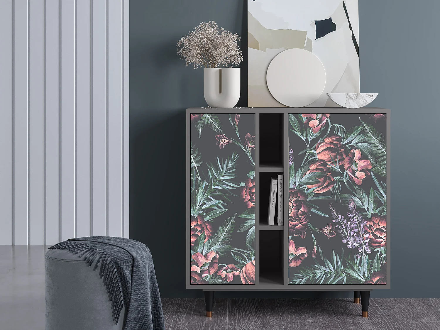 Buffet - 94х96х41 cm - BS5 - Dark Peonies, Gris