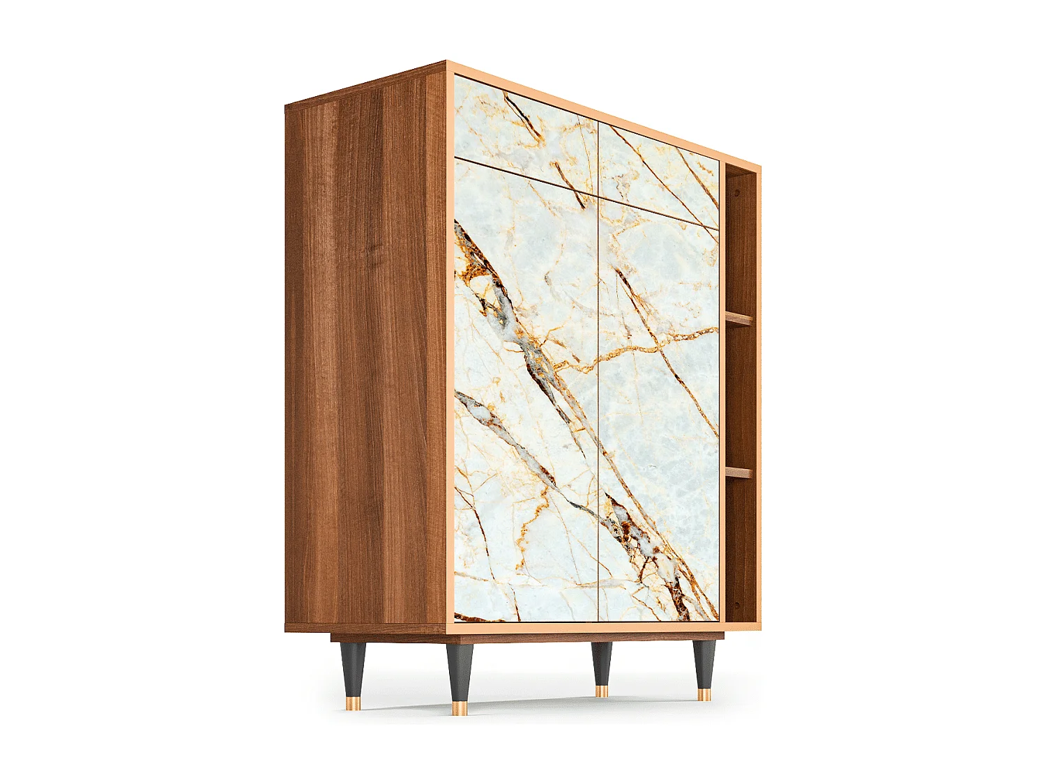 Dressoir - 96х110х41 cm - BS6 - Zandy Marble, Walnoot