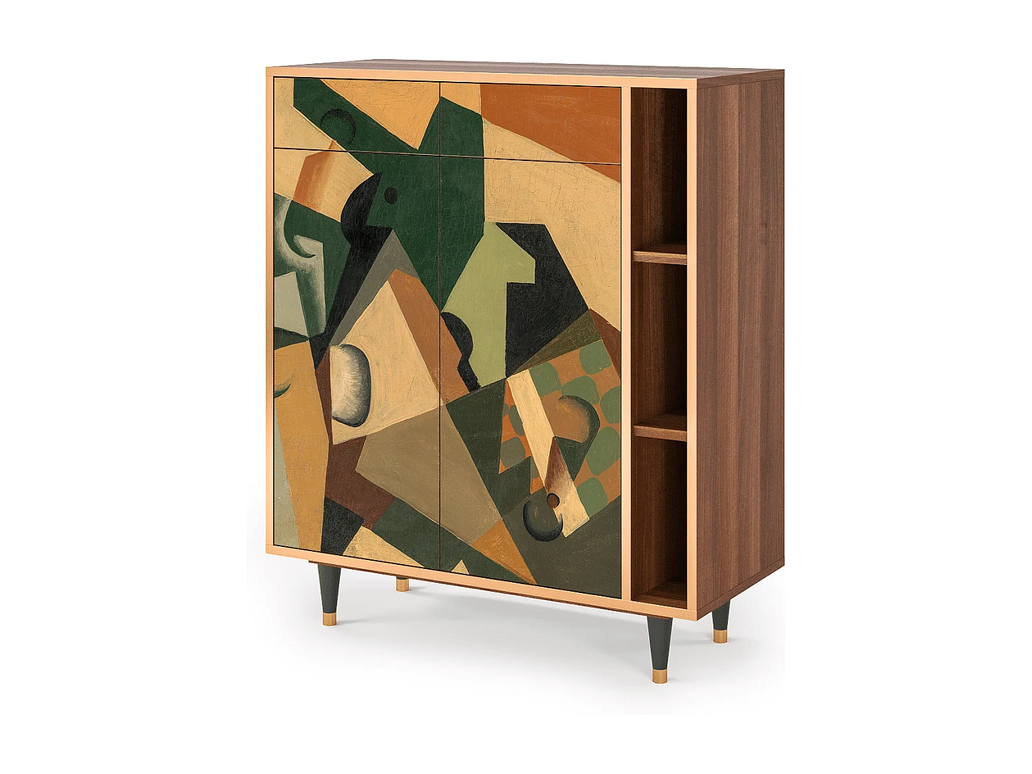 Kredens - 96х110х41 cm - BS6 - Glass and Checkerboard, Orzech