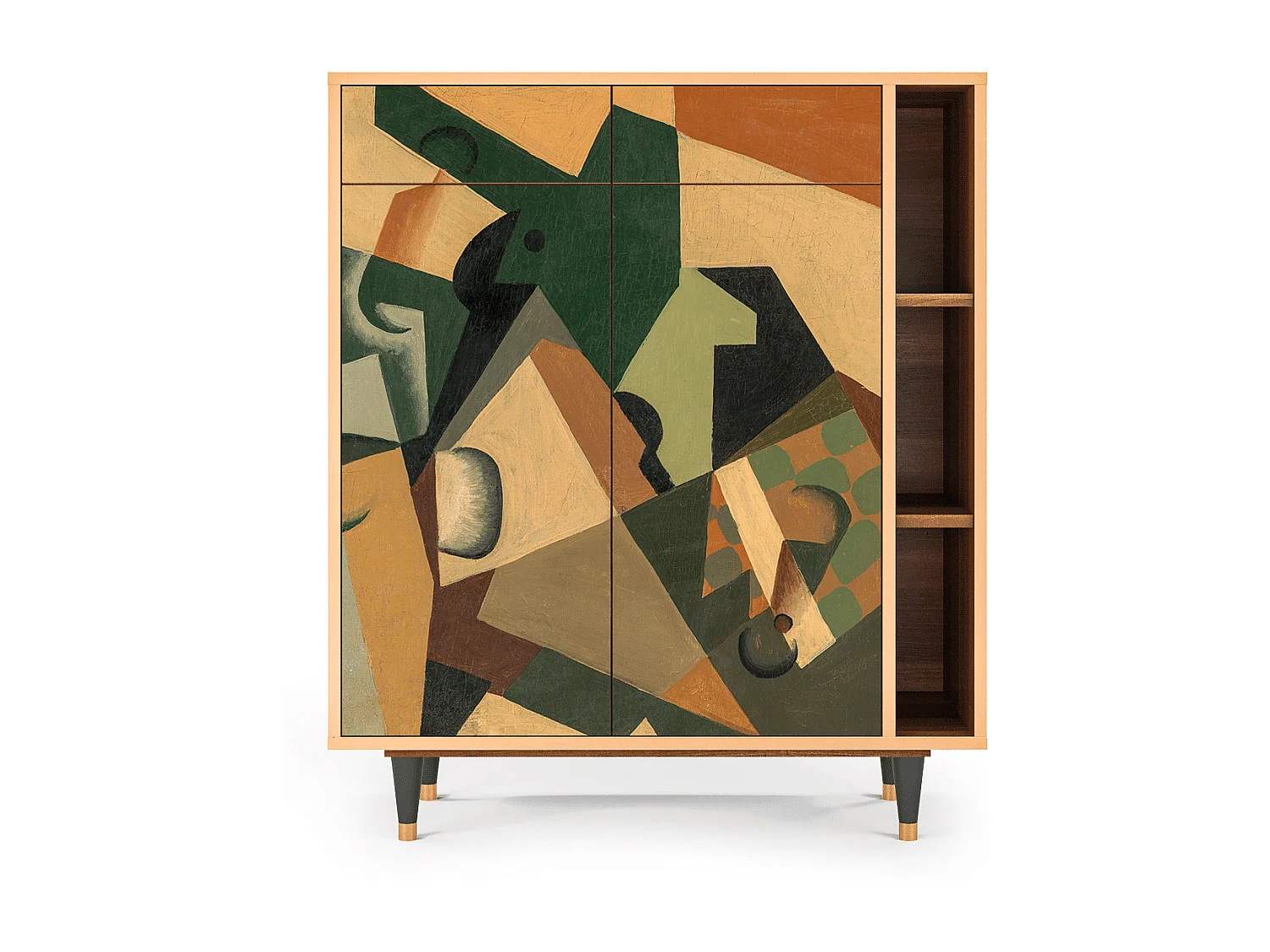 Credenza - 96х110х41 cm - BS6 - Glass and Checkerboard, Noce