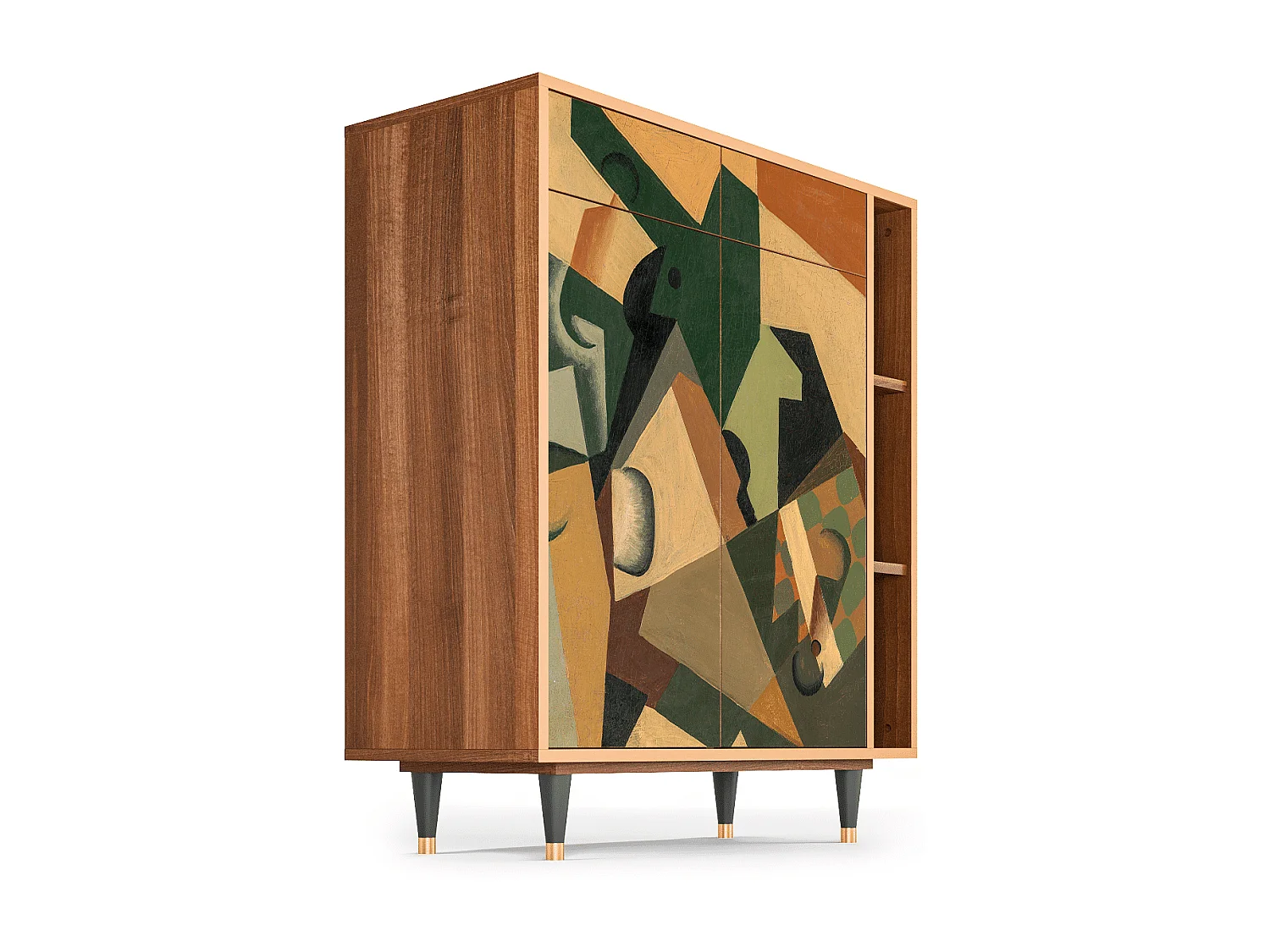 Credenza - 96х110х41 cm - BS6 - Glass and Checkerboard, Noce