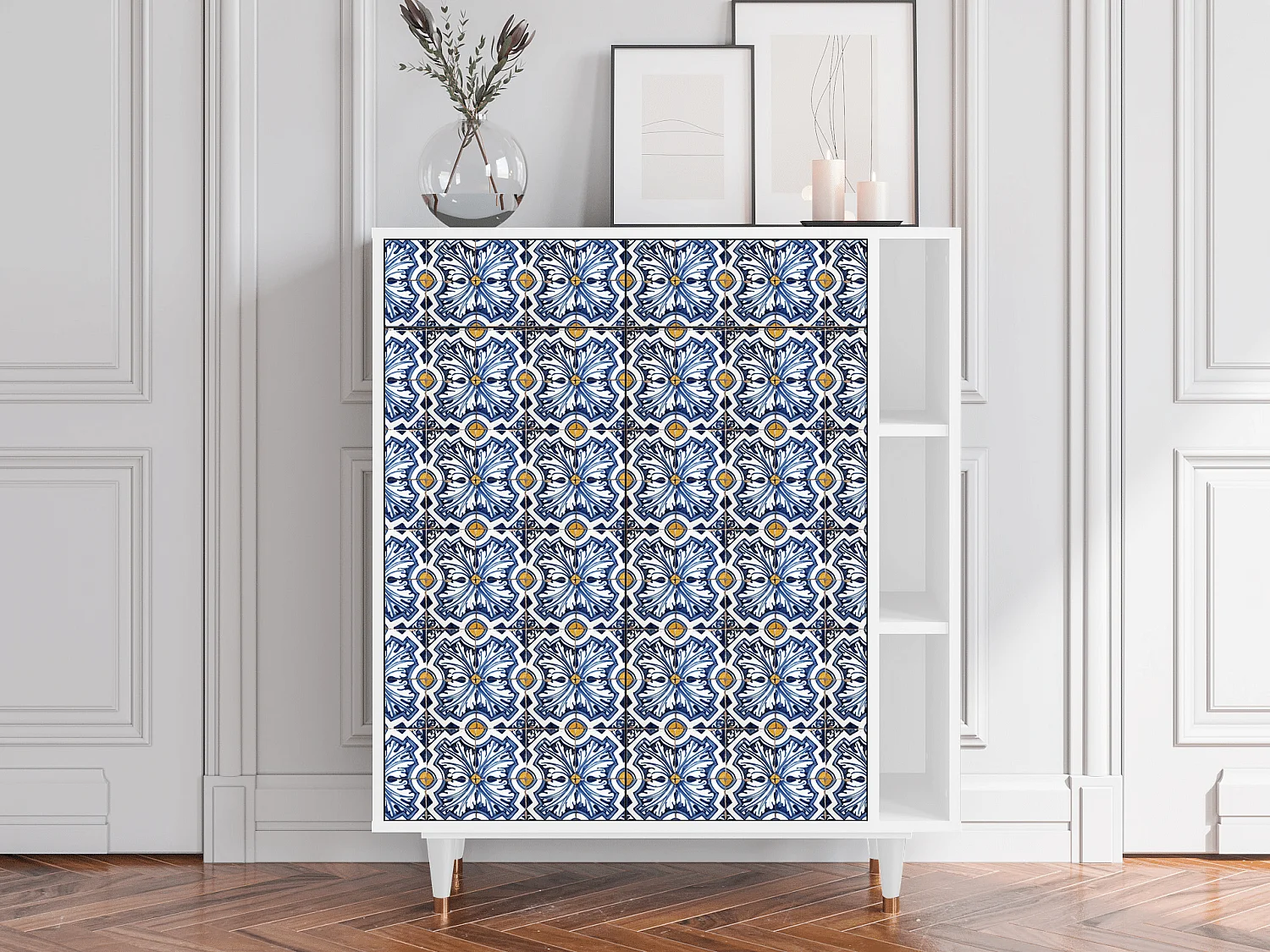 Buffet - 96х110х41 cm - BS6 - Lovely Cornflowers, Blanc