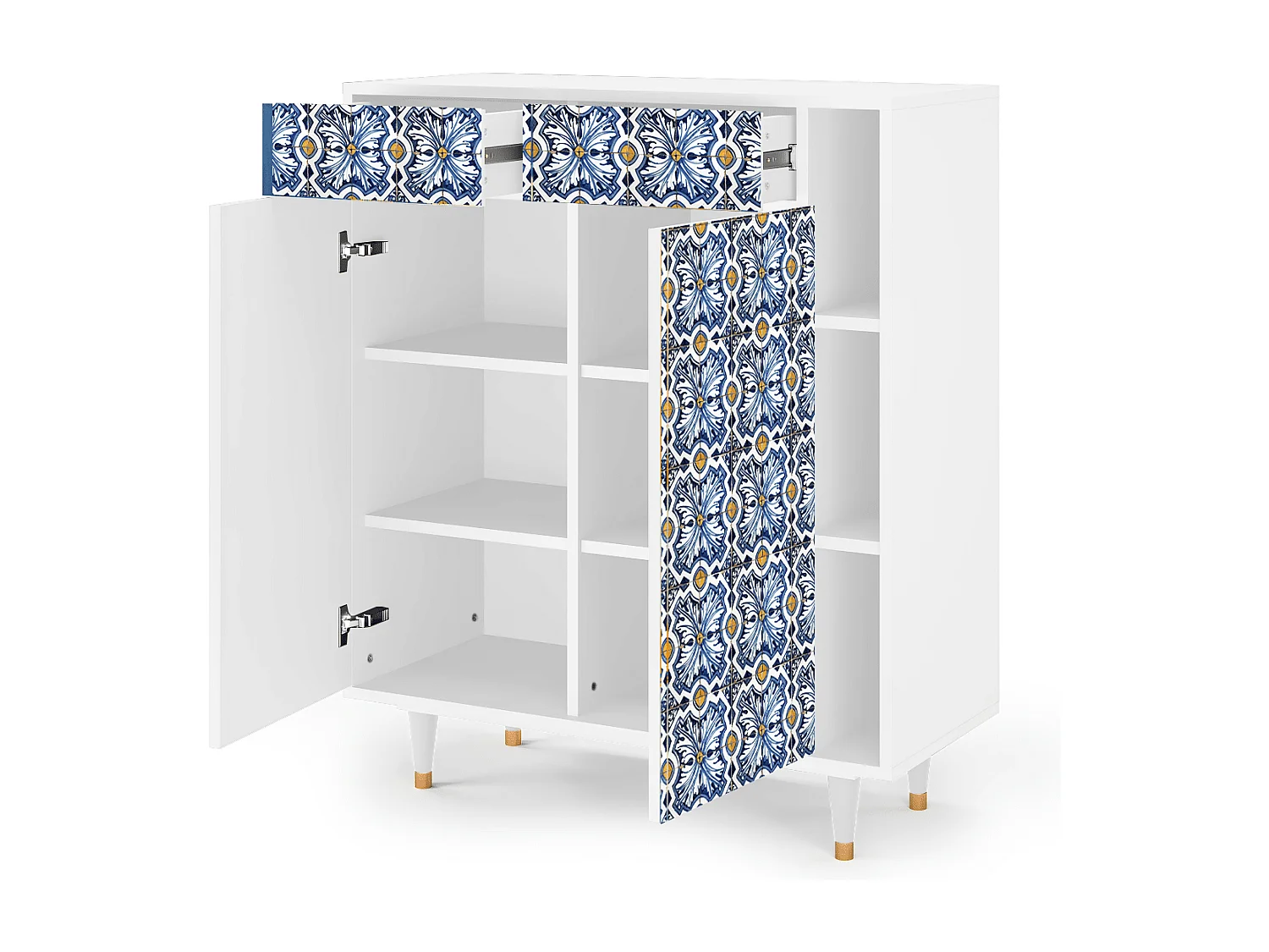 Buffet - 96х110х41 cm - BS6 - Lovely Cornflowers, Blanc