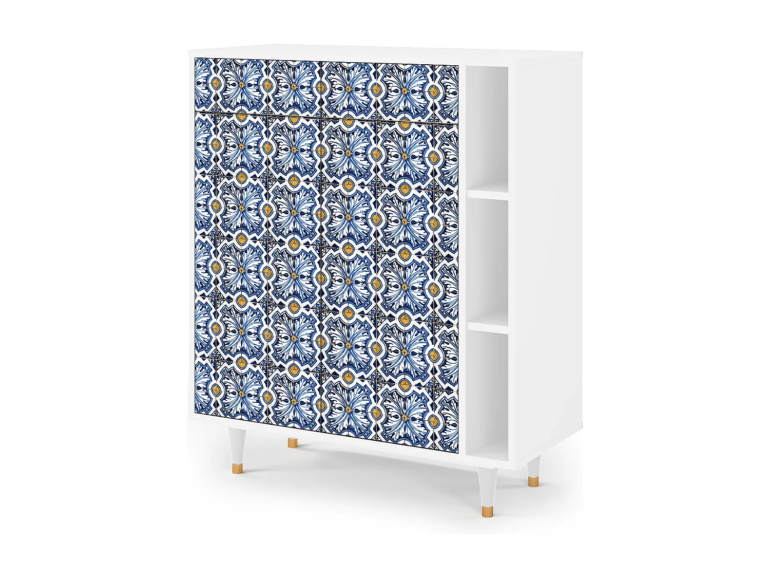 Credenza - 96х110х41 cm - BS6 - Lovely Cornflowers, Bianco