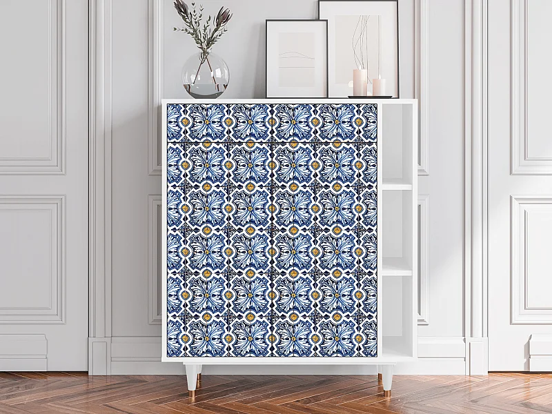 Kredens - 96х110х41 cm - BS6 - Lovely Cornflowers, Biały