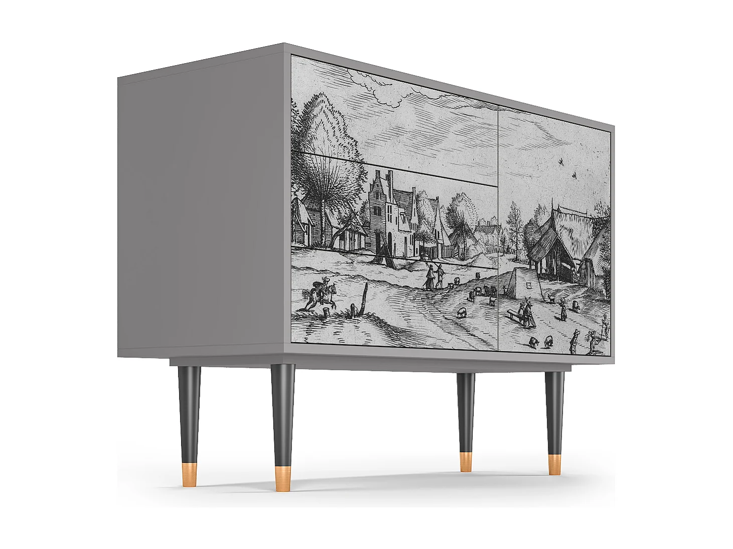 Kredens - 115х84х41 cm - S3 - Country Village, Szary