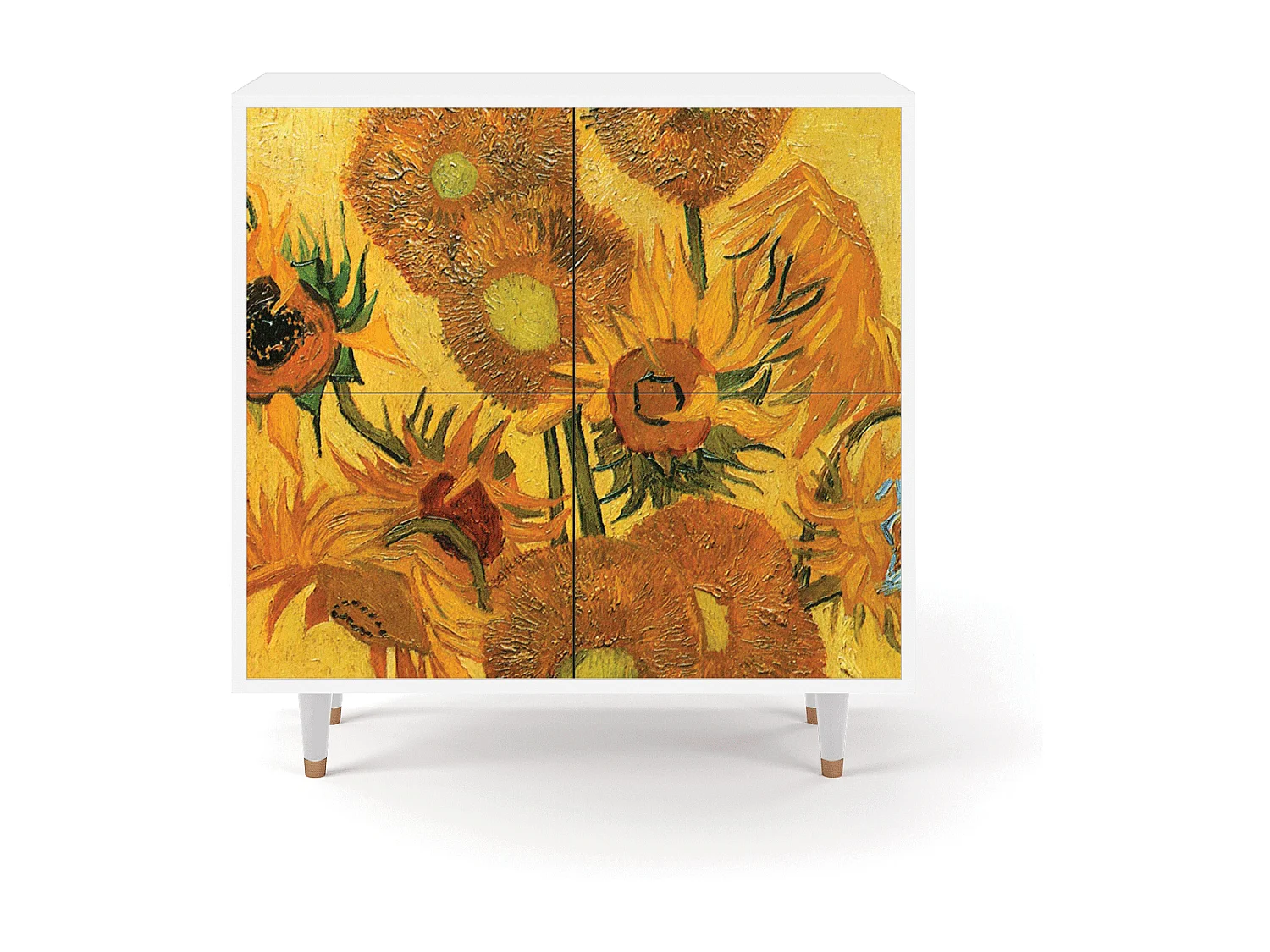 Kredens - 94x96x48 cm - BS3 - Sunflowers, Biały